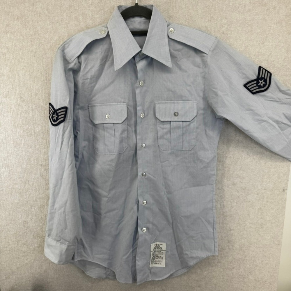 Vtg US Air Force 14.5x32 Blue 1550 Long Sleeve Uniform Shirt Staff Sergeant
